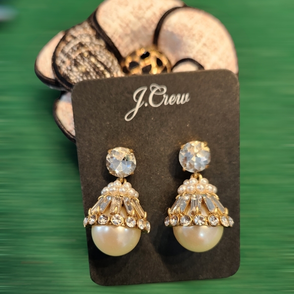 J. Crew Jewelry J Crew Pearl Rhinestone Earrings Poshmark